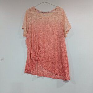 ActiveZone Essentials Burnout Animal Print Knotted Tee Coral Pink Size 2X